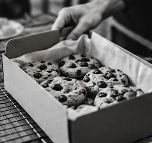 Una caja abierta de galletas caseras